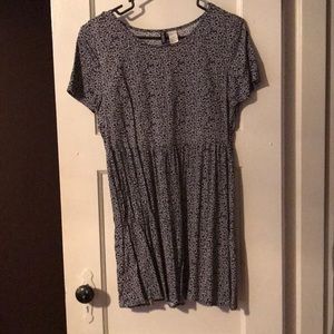 Blue flower print babydoll dress